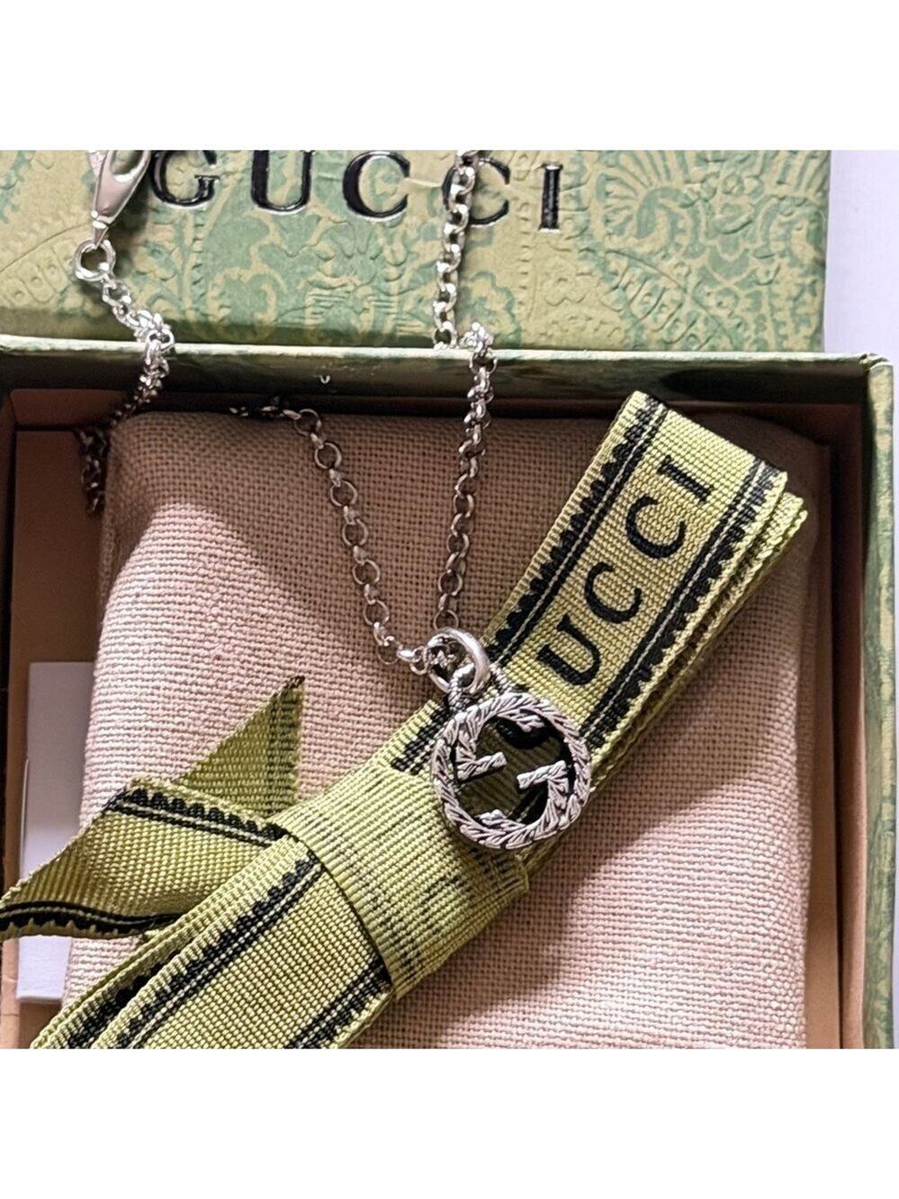 Gucci Interlocking G Engraved Sterling Silver 925 Necklace